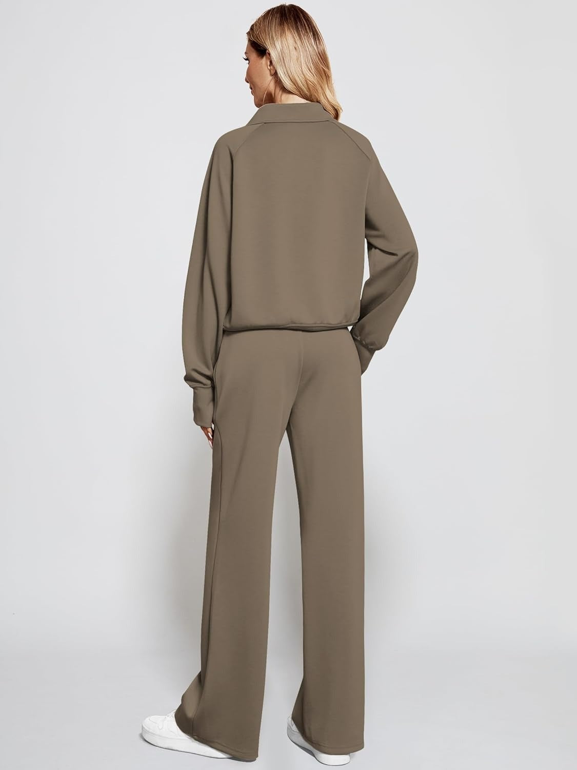 2024 Oversized Half Zip Sweatshirt Wide Leg Sweatpant Set Sweatsuit Tracksuit