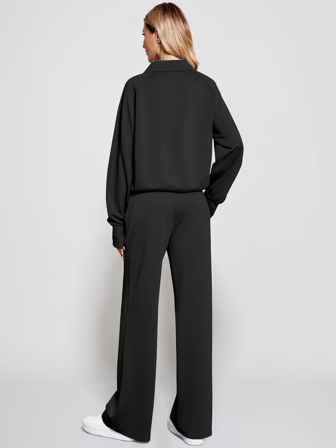 2024 Oversized Half Zip Sweatshirt Wide Leg Sweatpant Set Sweatsuit Tracksuit