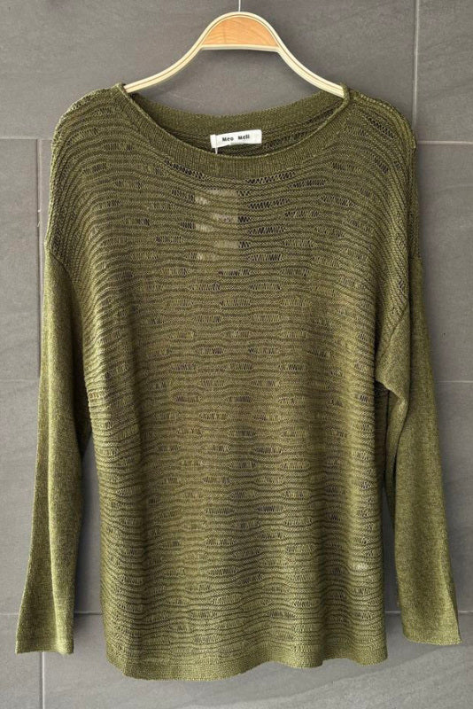 Casual retro solid color woolen long-sleeved sweater