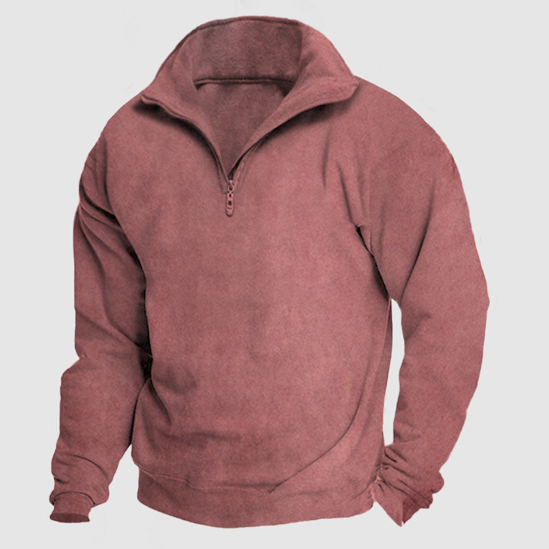 Men's Casual Loose Zipper Suede Pullover Shirt ( NEW )