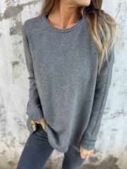 Fall Crew Neck Cotton Sweater Top