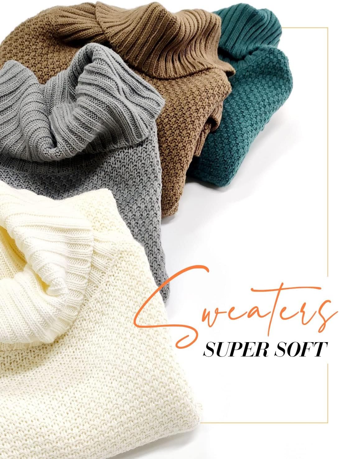 Women's Oversized Turtleneck Long Sleeve Casual Pullover Knit Tunic Sweater