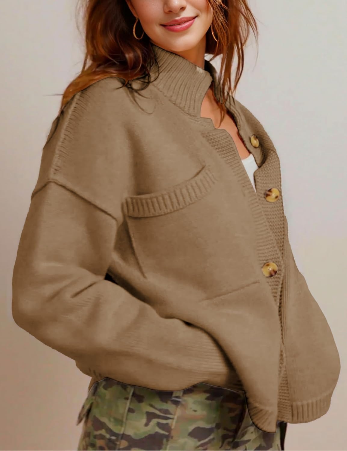 Fall Button Down Knit Tops Sweater cardigan