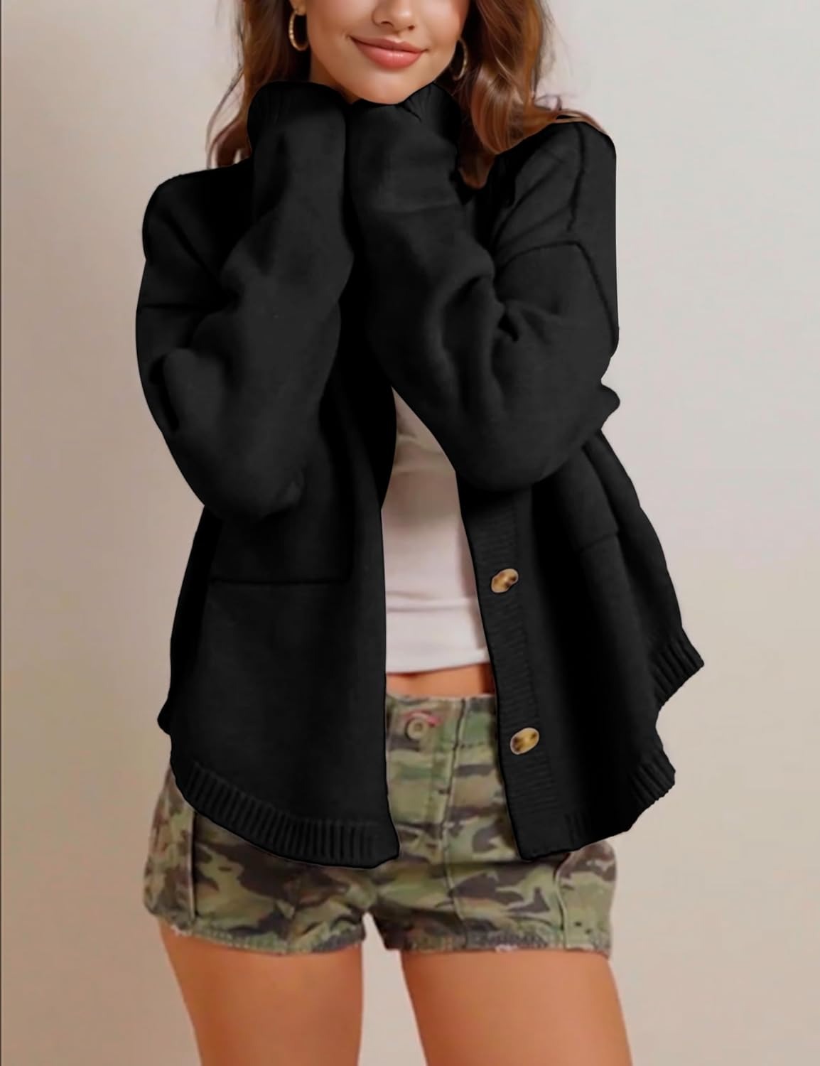 Fall Button Down Knit Tops Sweater cardigan