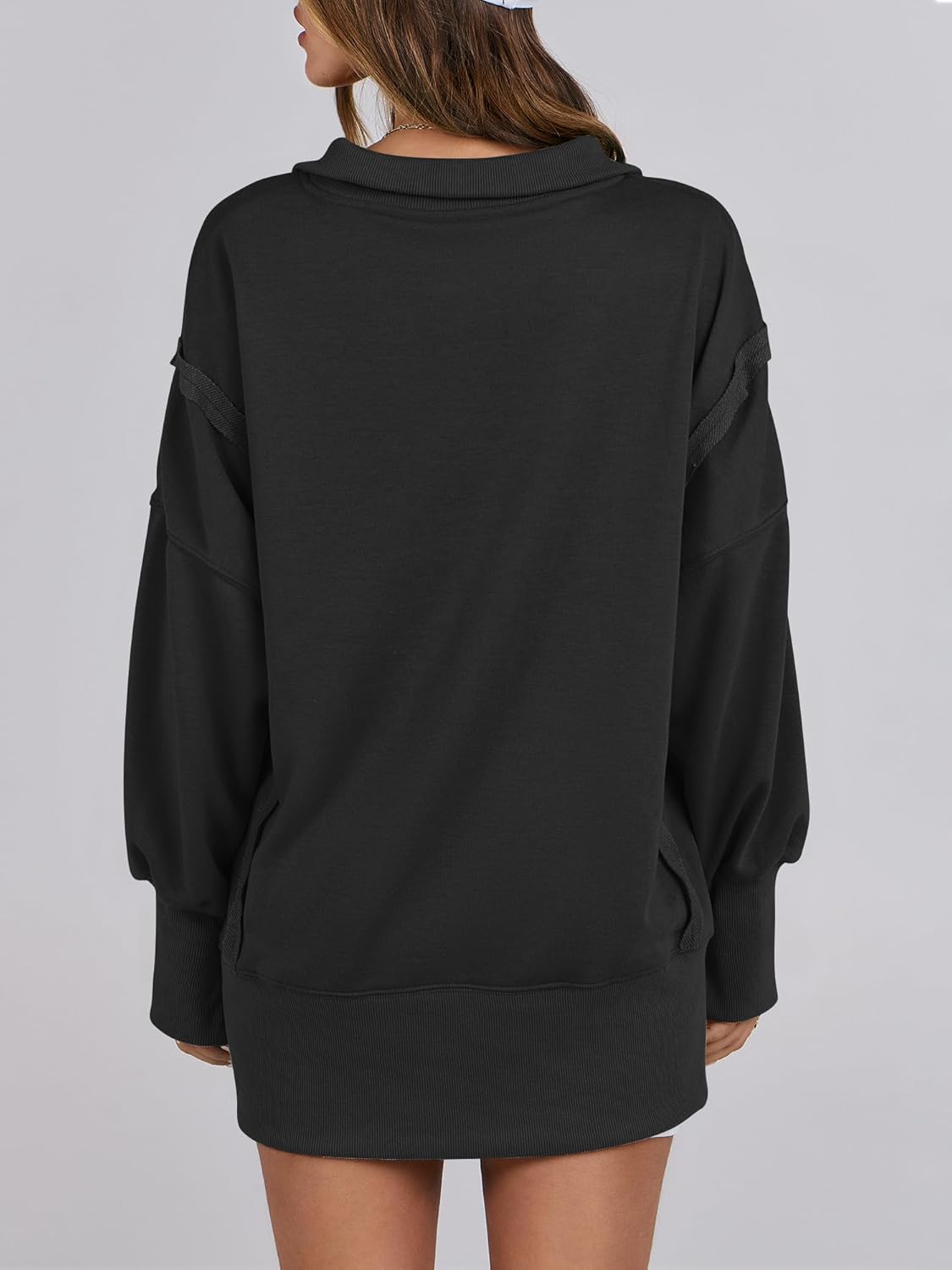 Women's Oversized Casual Loose Button Up Henley Pullover Sweatshirts