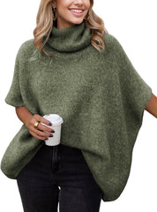 Womens Turtleneck Short Batwing Sleeve Sweater