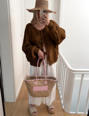 Bowtie Oversized Knit Sweater Cardigan