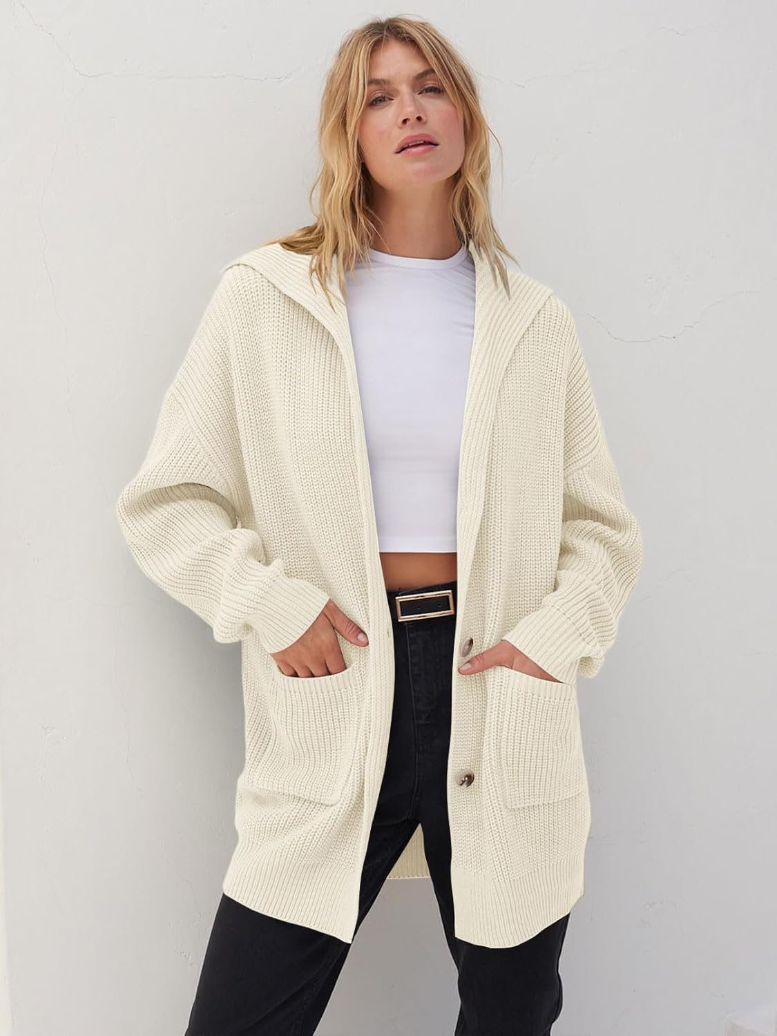 Women's Long Sleeve Button Lapel Oversized Cardigan