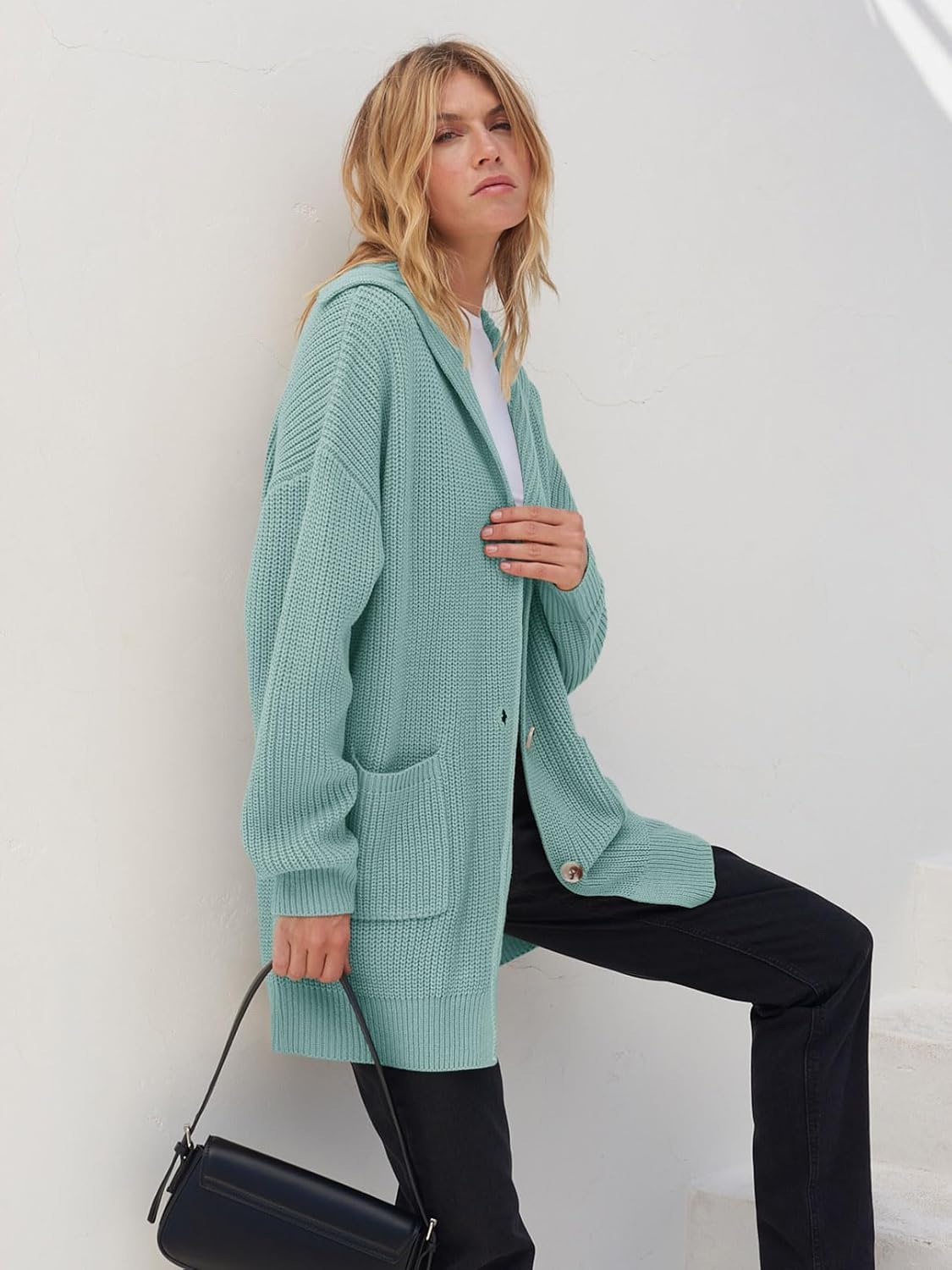 Women's Long Sleeve Button Lapel Oversized Cardigan