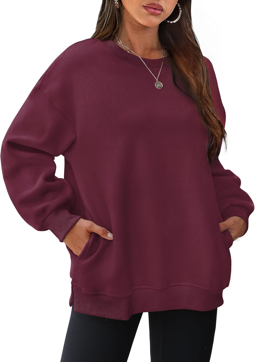 Oversized Sweatshirts Crewneck Long Sleeve Pullover with Pocket