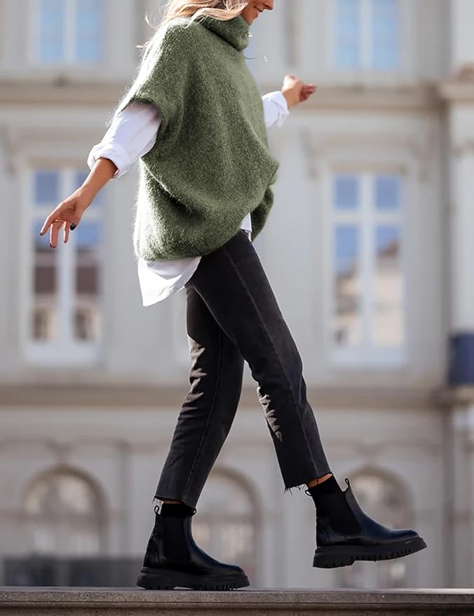 Womens Turtleneck Short Batwing Sleeve Sweater