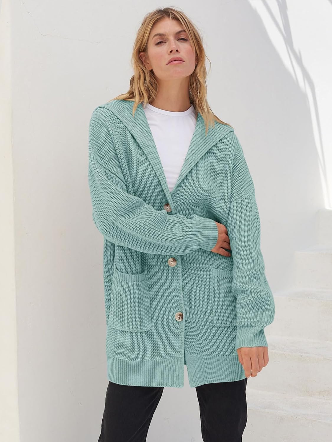 Women's Long Sleeve Button Lapel Oversized Cardigan