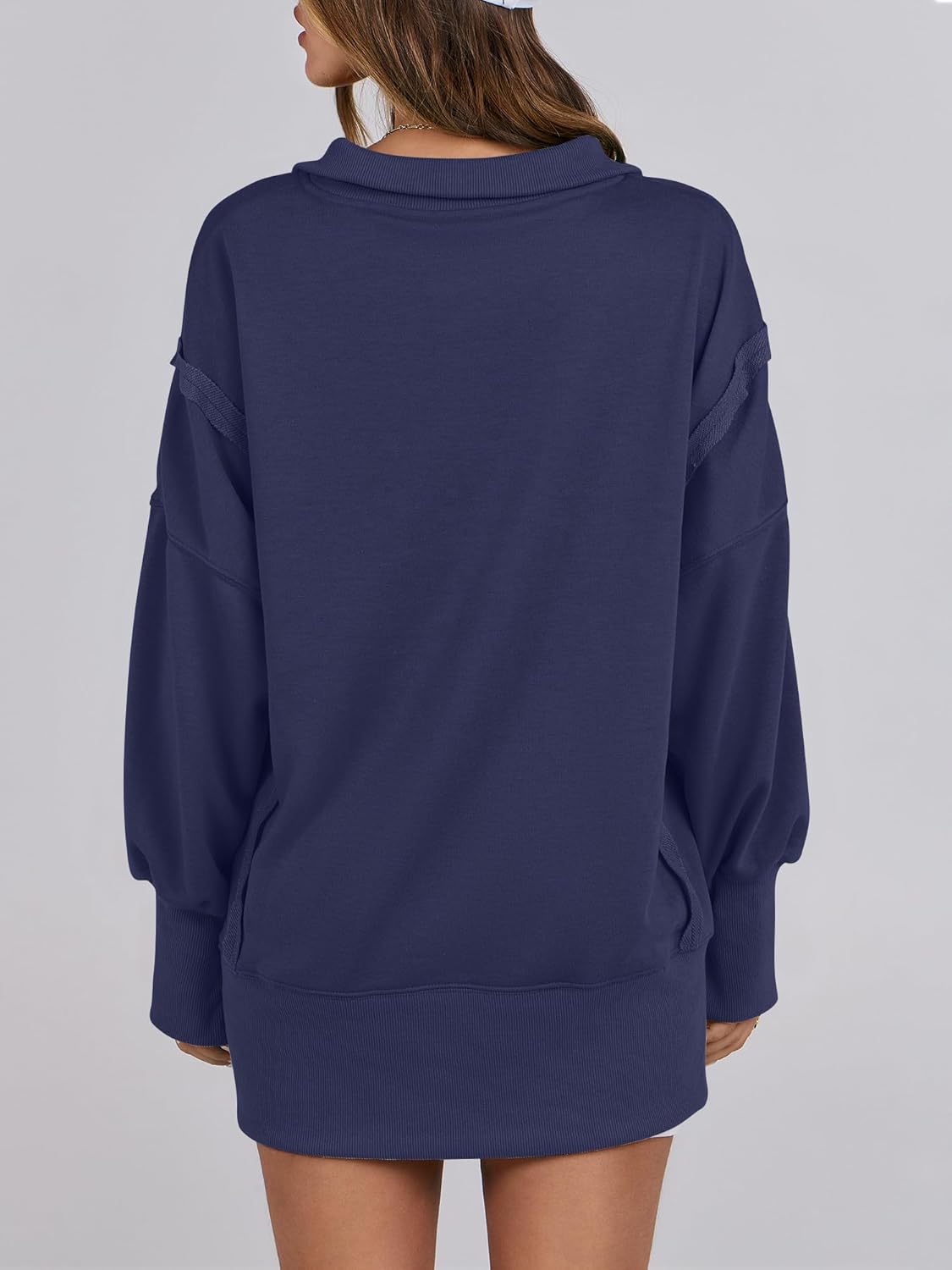 Women's Oversized Casual Loose Button Up Henley Pullover Sweatshirts