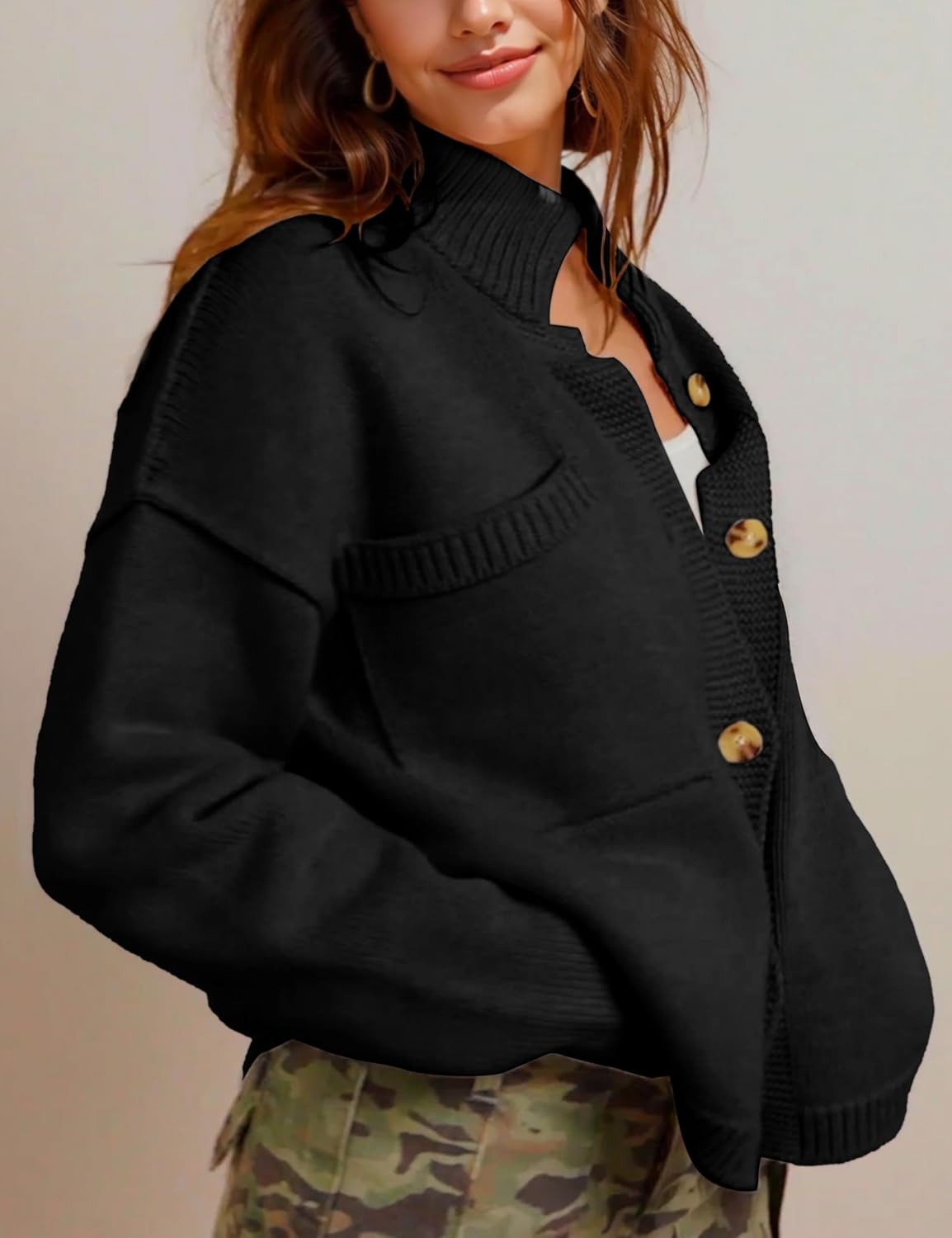 Fall Button Down Knit Tops Sweater cardigan