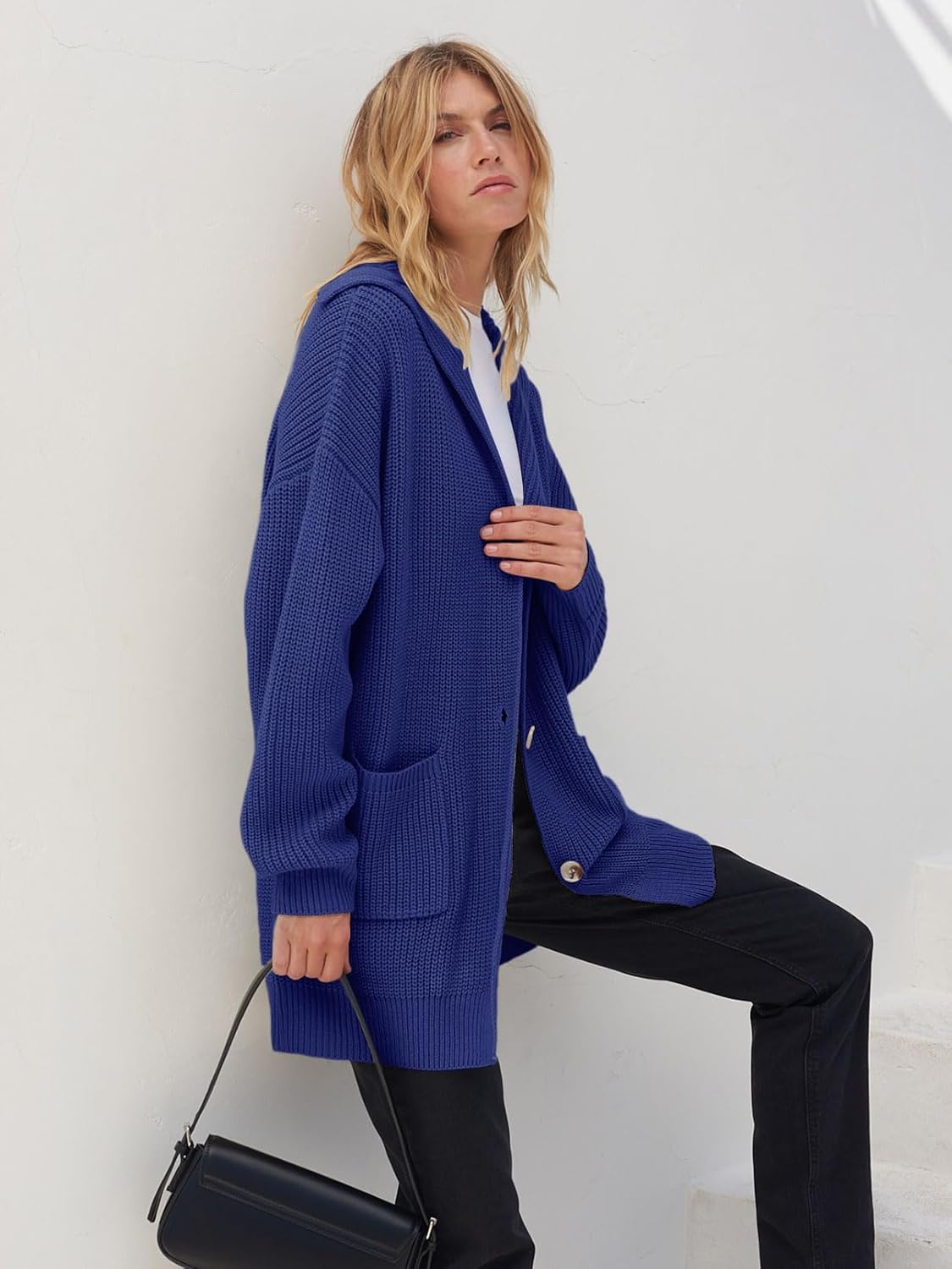 Women's Long Sleeve Button Lapel Oversized Cardigan