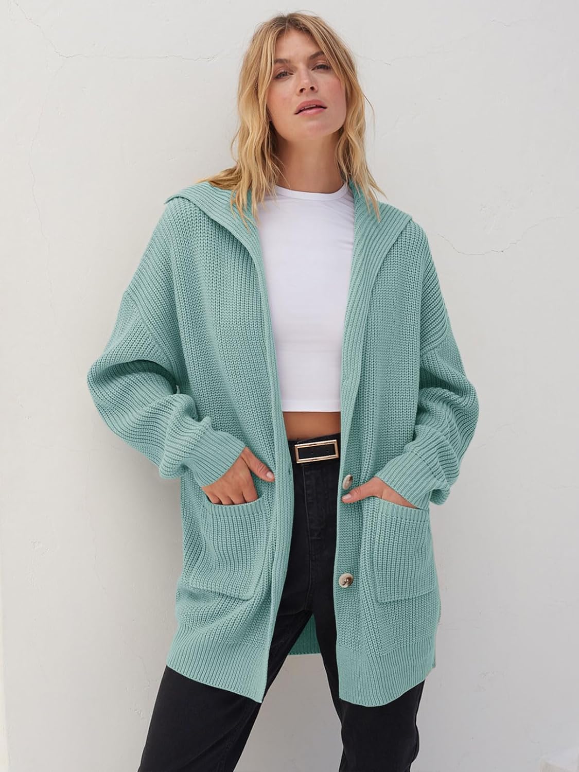 Women's Long Sleeve Button Lapel Oversized Cardigan