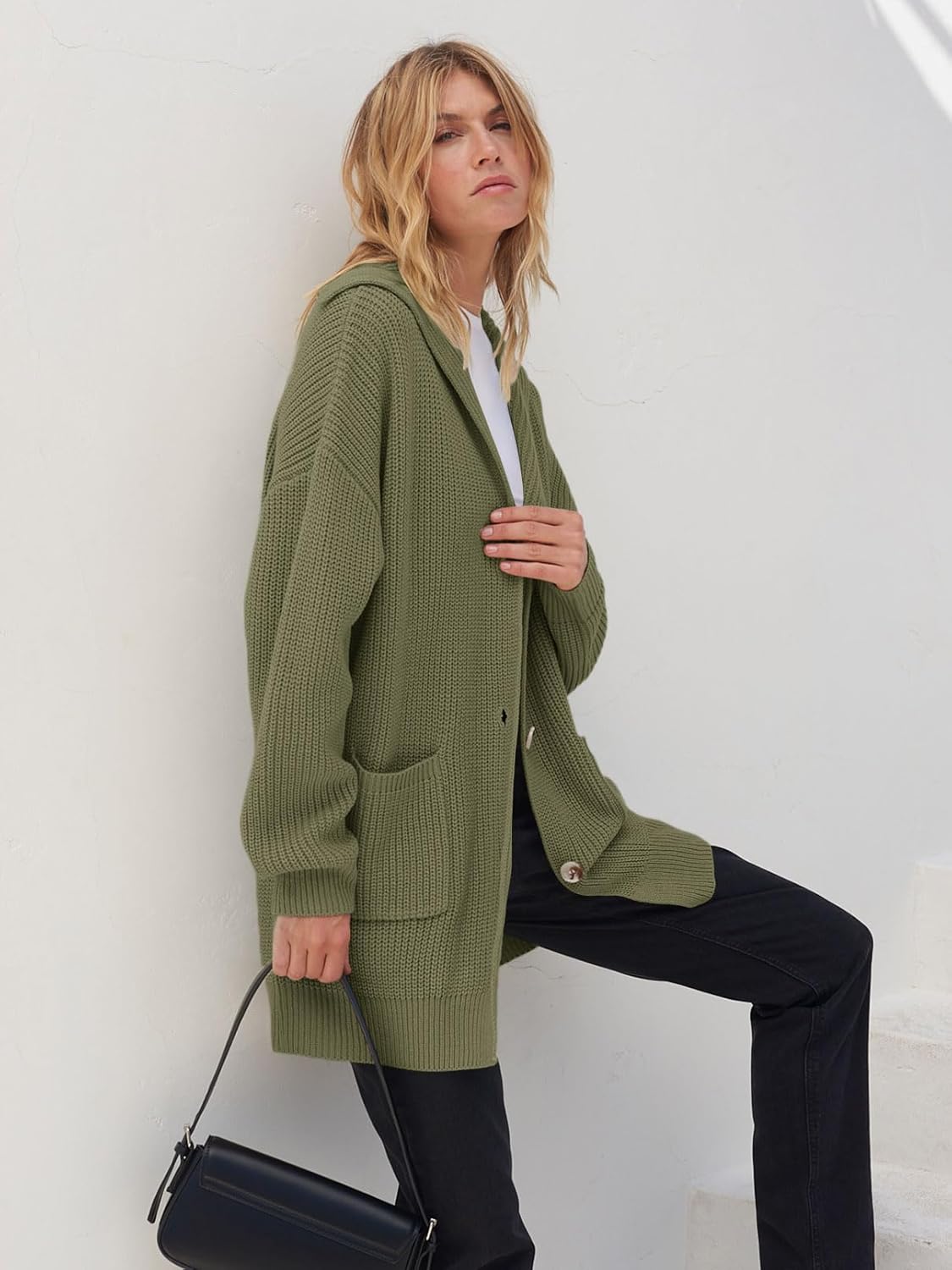 Women's Long Sleeve Button Lapel Oversized Cardigan
