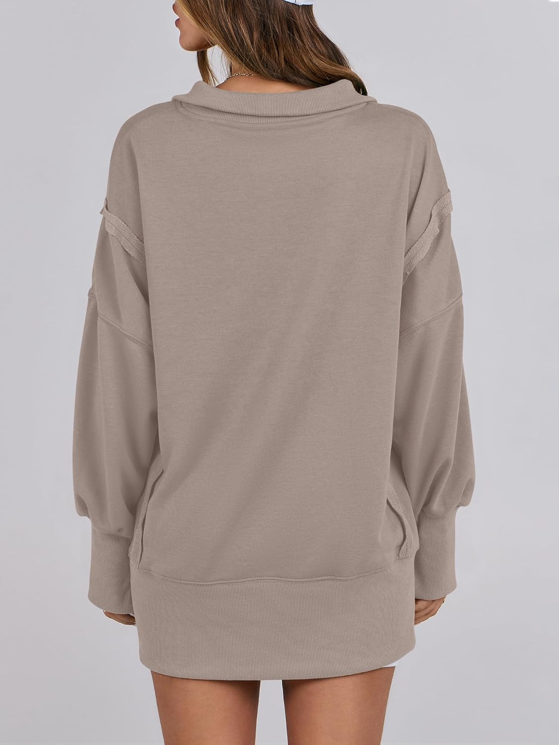 Women's Oversized Casual Loose Button Up Henley Pullover Sweatshirts