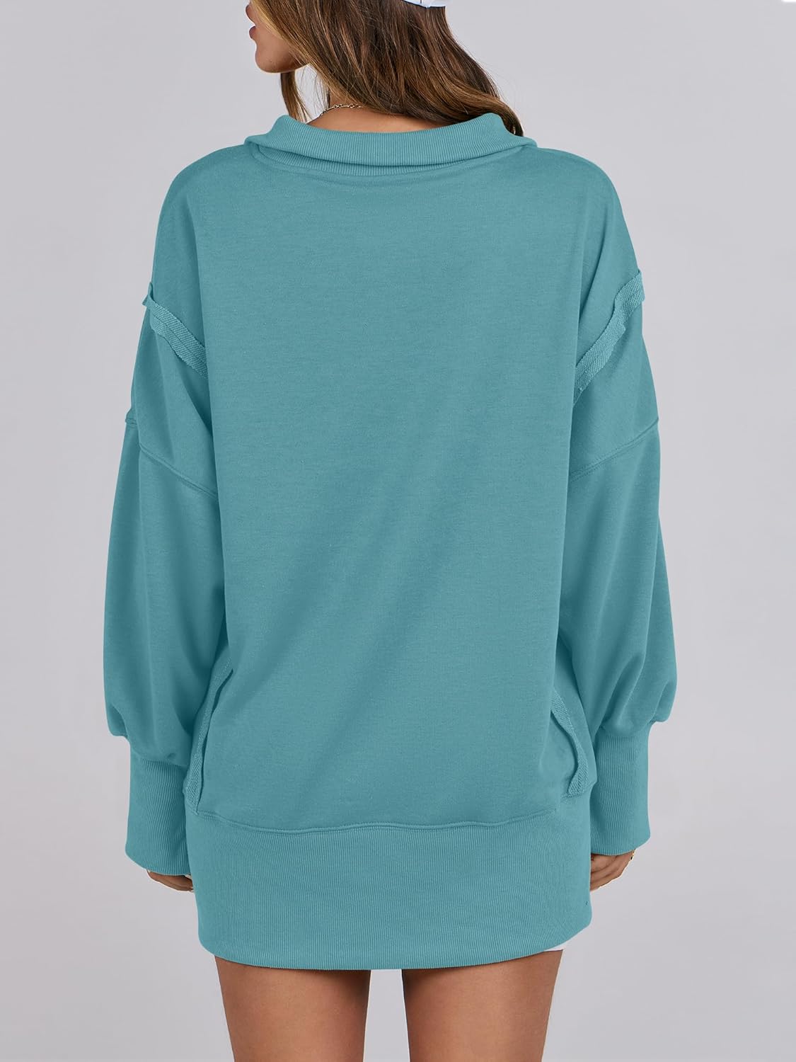 Women's Oversized Casual Loose Button Up Henley Pullover Sweatshirts