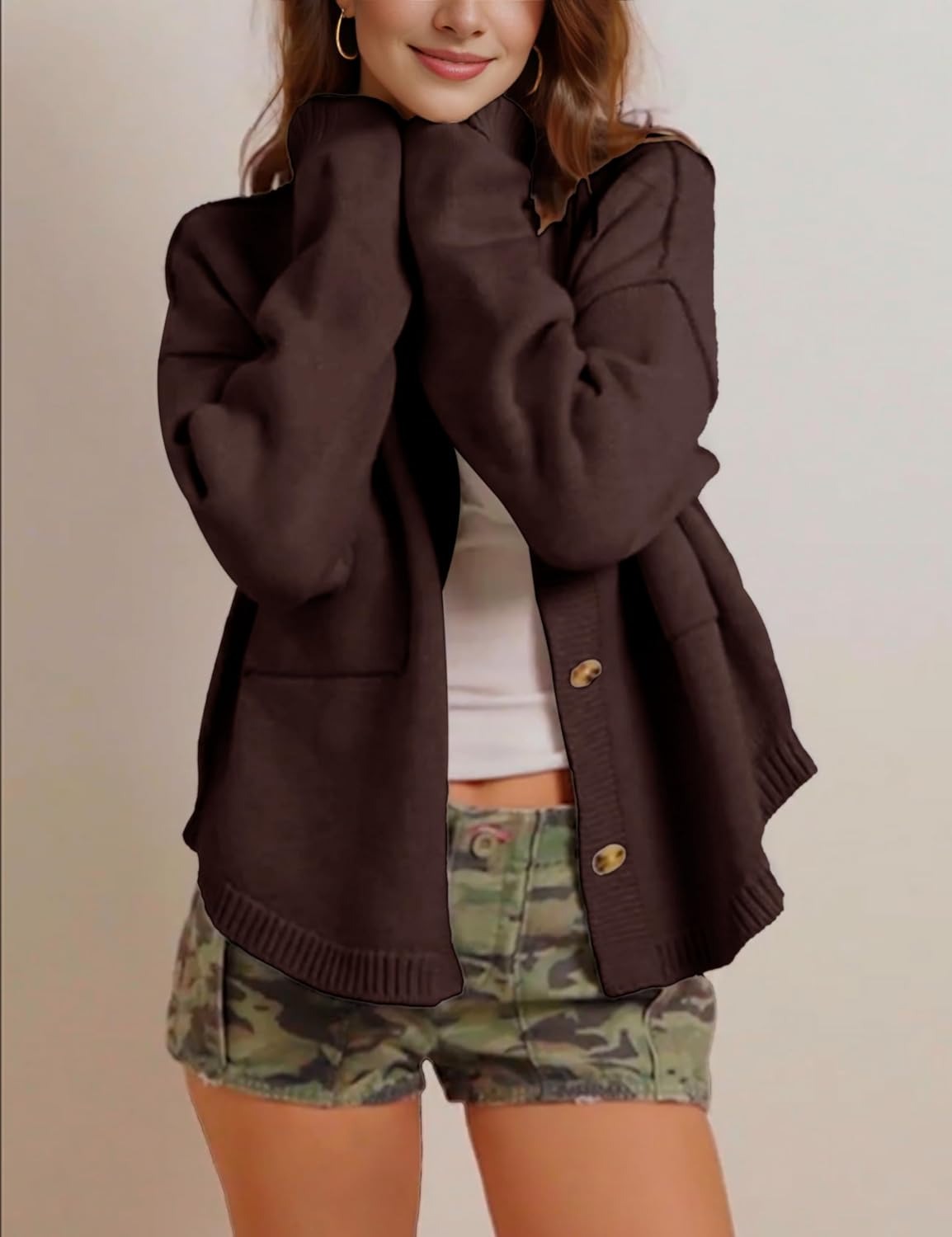 Fall Button Down Knit Tops Sweater cardigan