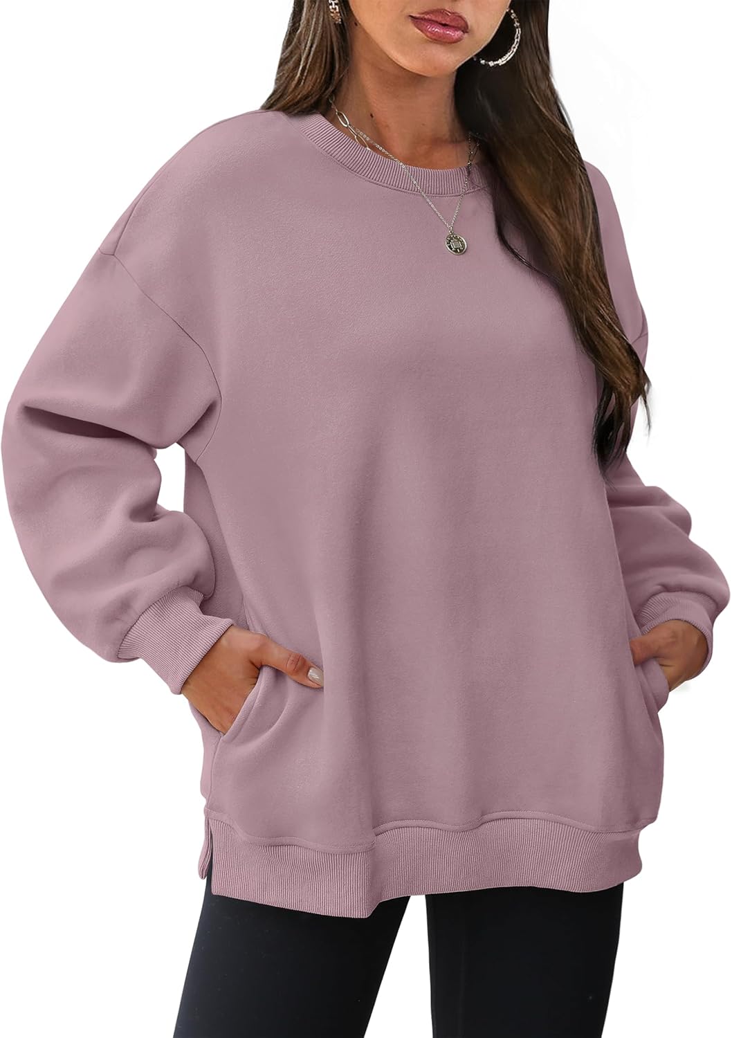 Oversized Sweatshirts Crewneck Long Sleeve Pullover with Pocket