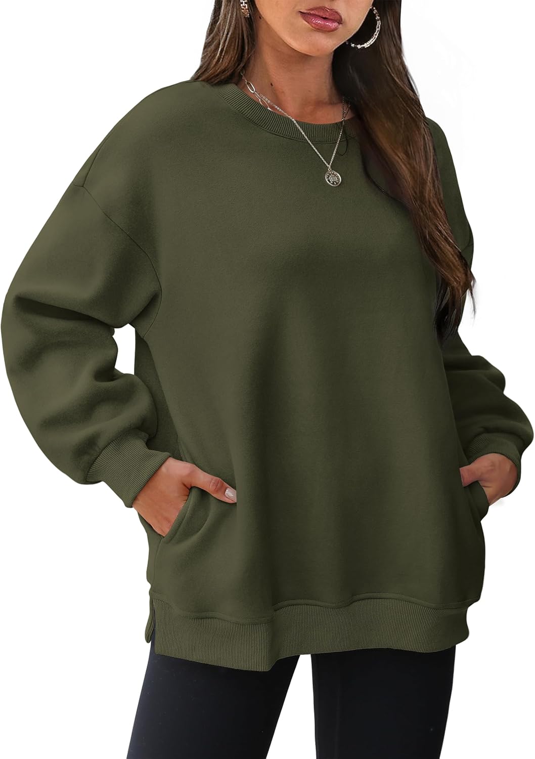 Oversized Sweatshirts Crewneck Long Sleeve Pullover with Pocket