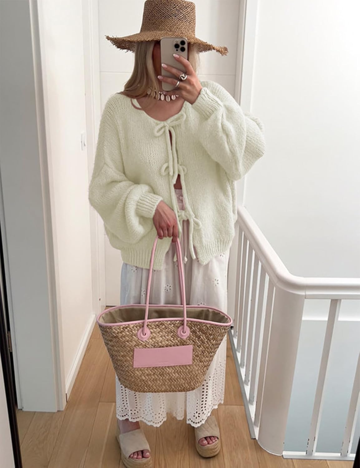 Bowtie Oversized Knit Sweater Cardigan