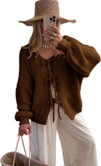 Bowtie Oversized Knit Sweater Cardigan