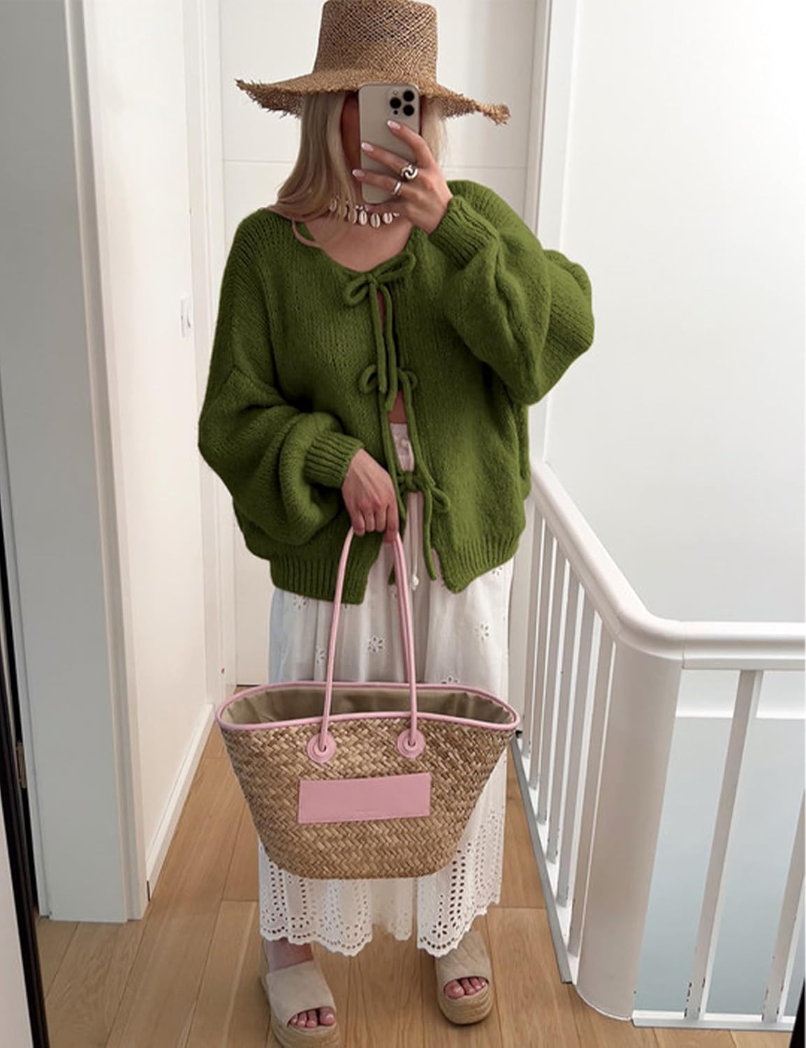 Bowtie Oversized Knit Sweater Cardigan