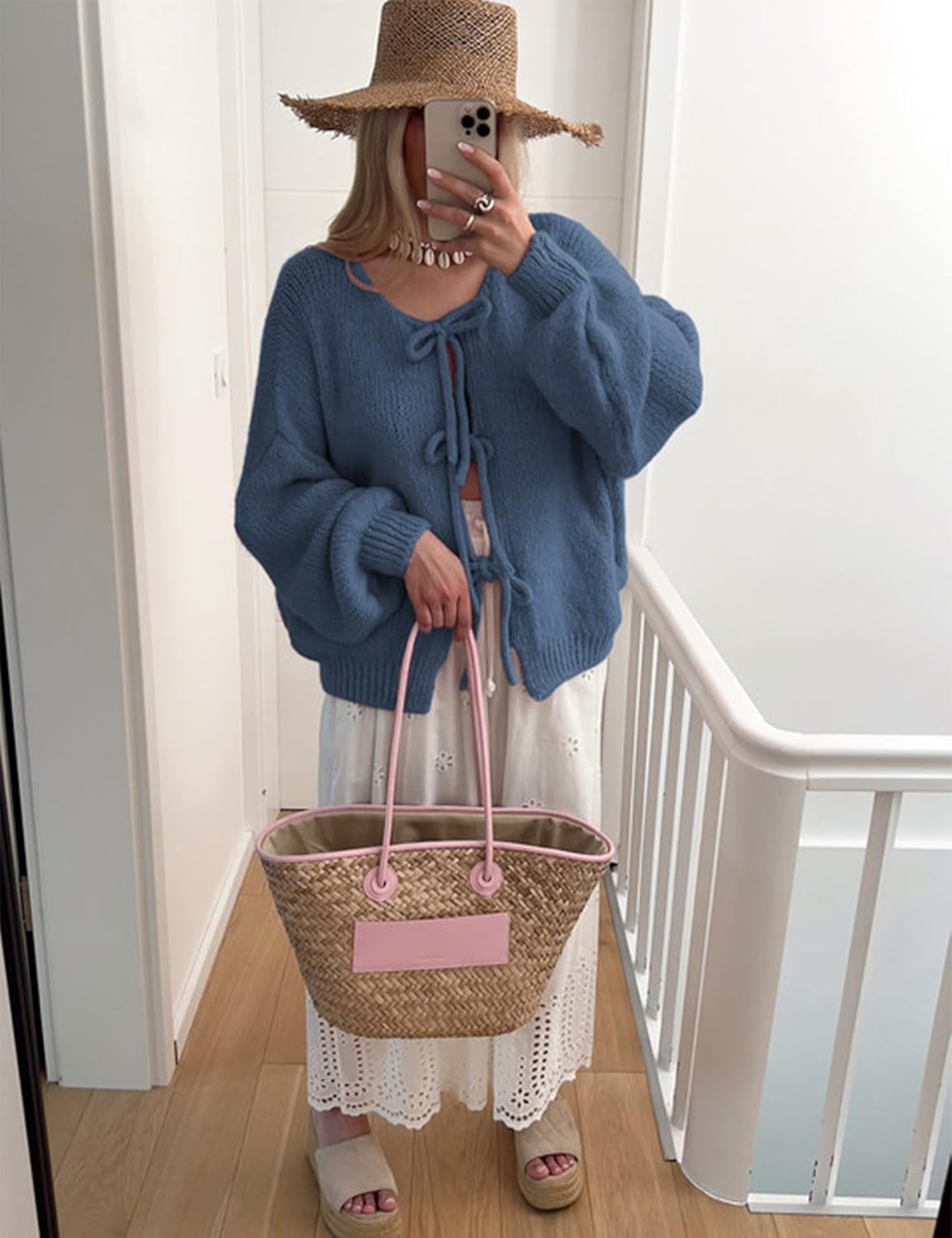 Bowtie Oversized Knit Sweater Cardigan