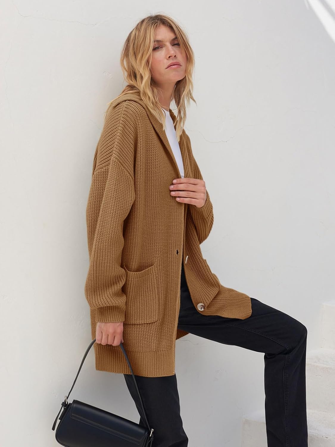 Women's Long Sleeve Button Lapel Oversized Cardigan