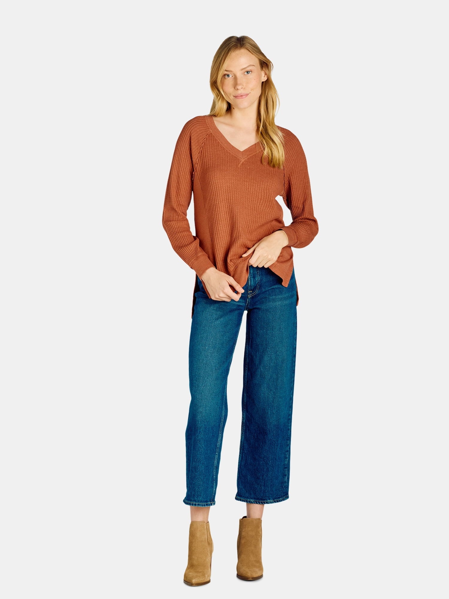 Women's Waffle Knit Sweatshirt