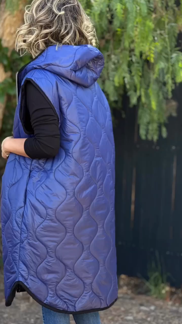 Sleeveless Winter Long Hooded Jacket Oversized Puffer Coat