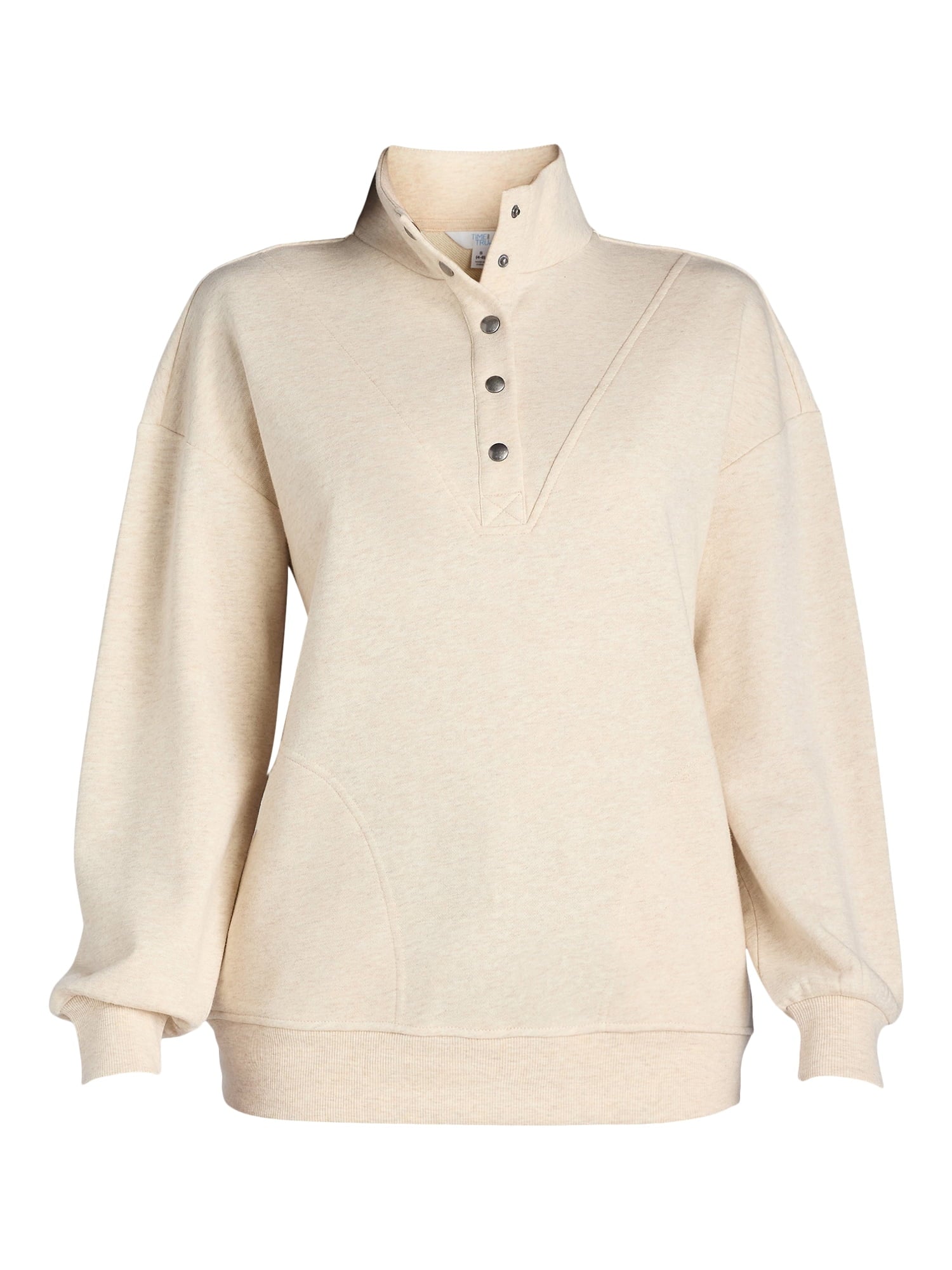 Women's Mock Neck Henley Pullover Sweatshirt