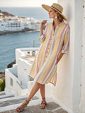 Ladies' Lapel Loose and Casual Buckle Dress