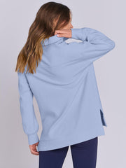 Oversized High Neck Half Zip Knit Sweatshirts