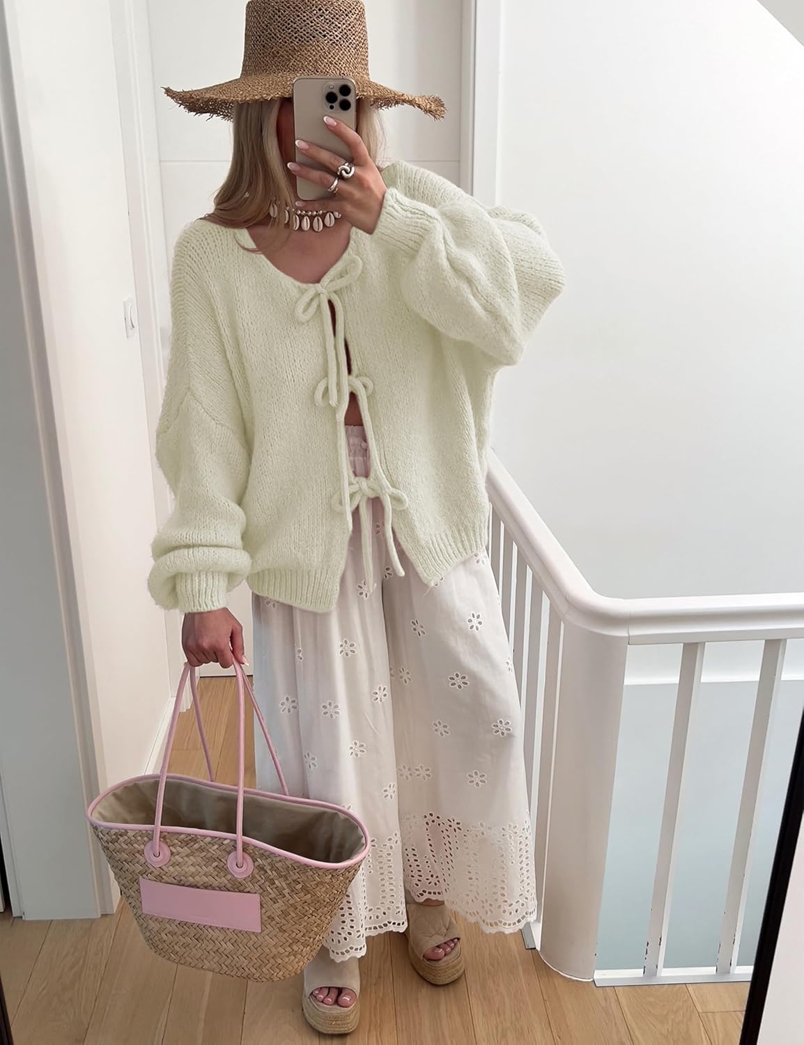 Bowtie Oversized Knit Sweater Cardigan