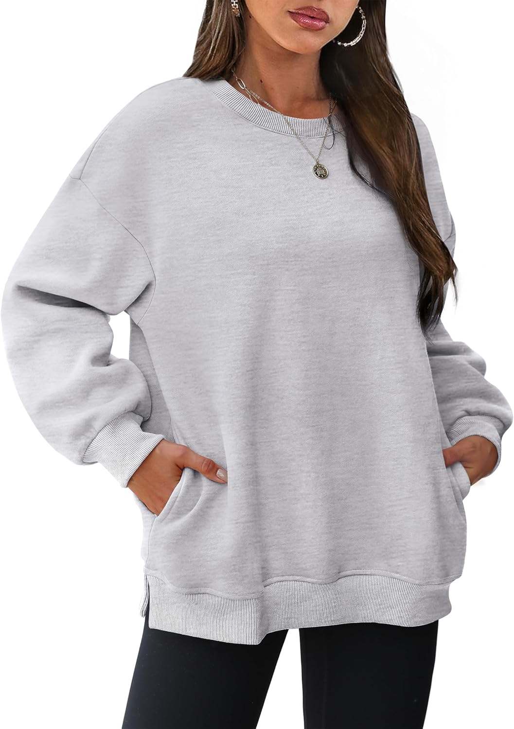 Oversized Sweatshirts Crewneck Long Sleeve Pullover with Pocket