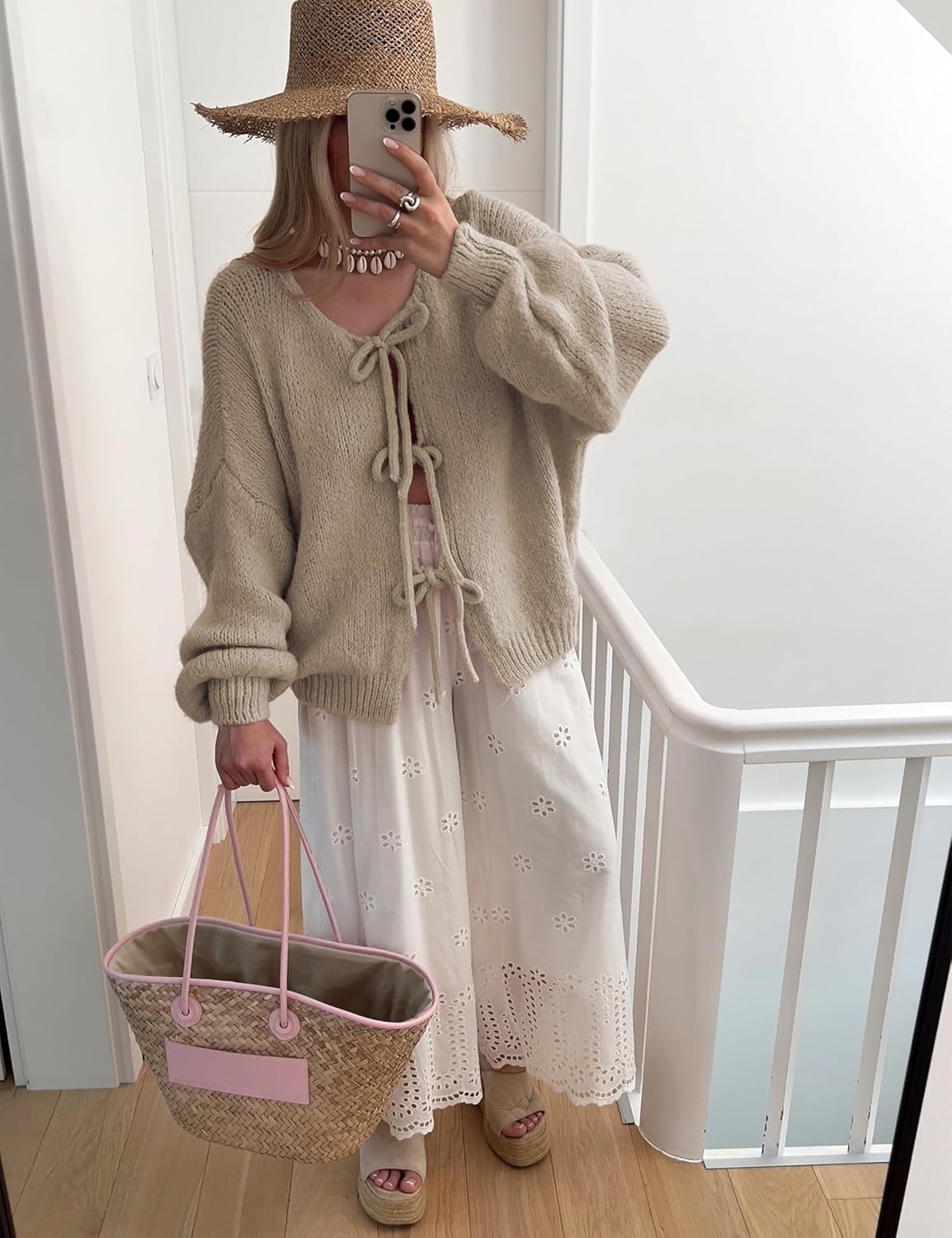 Bowtie Oversized Knit Sweater Cardigan