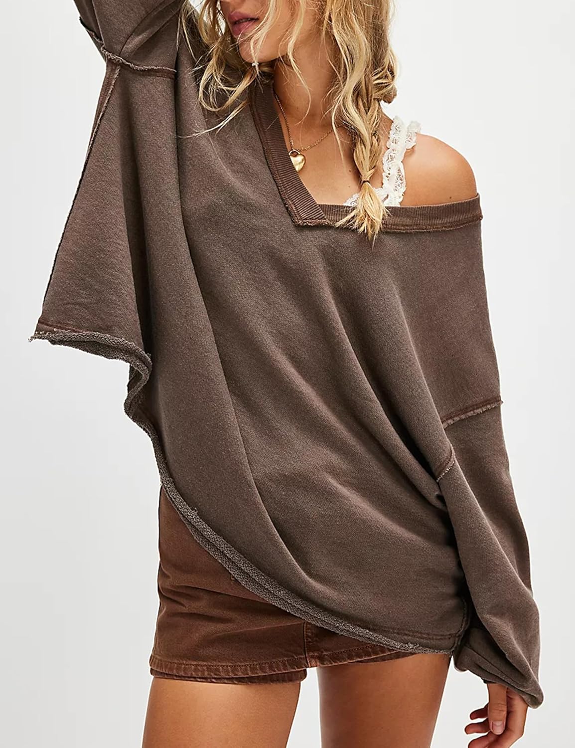 V-Neck Long Sleeve Pullover Sweatshirts