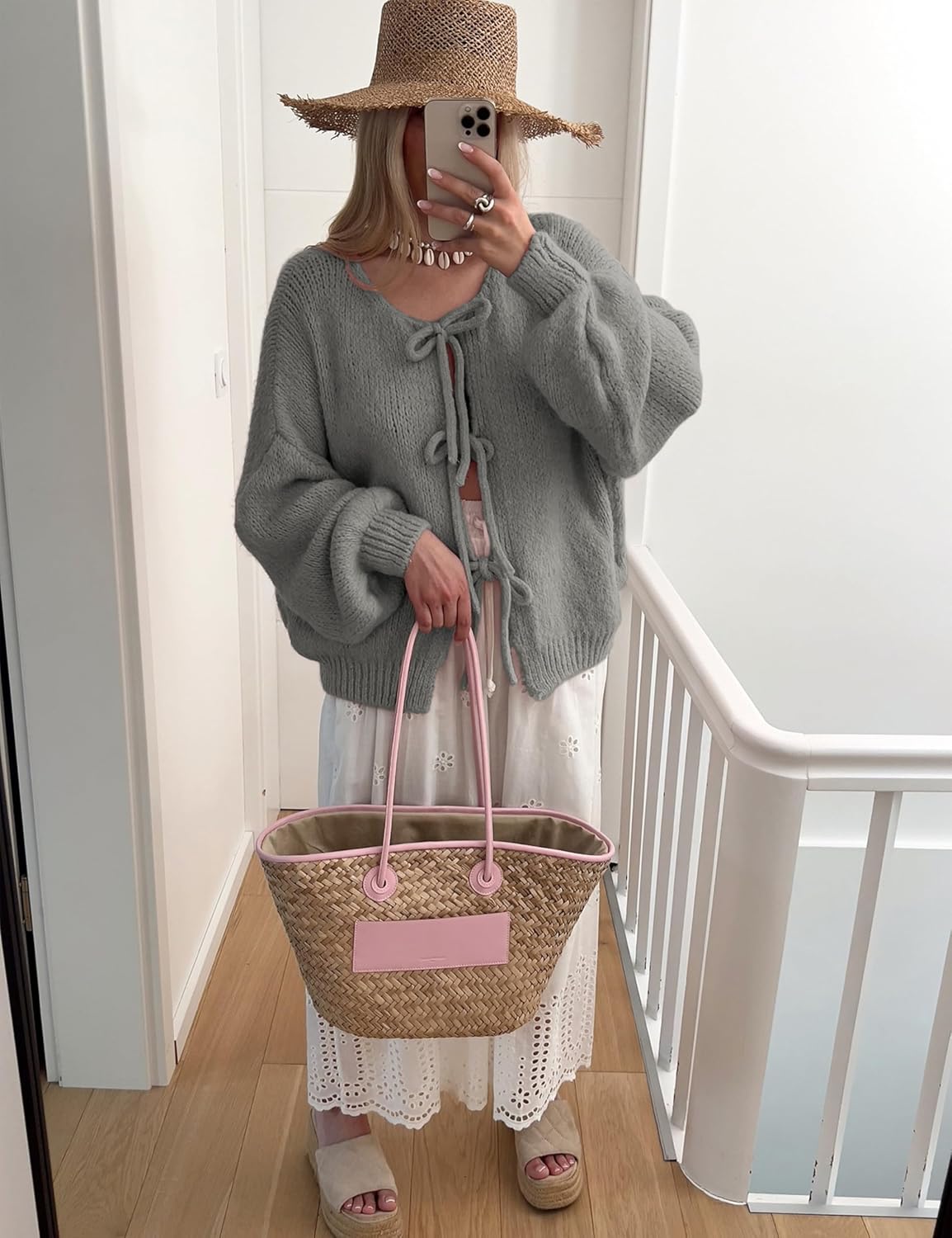 Bowtie Oversized Knit Sweater Cardigan