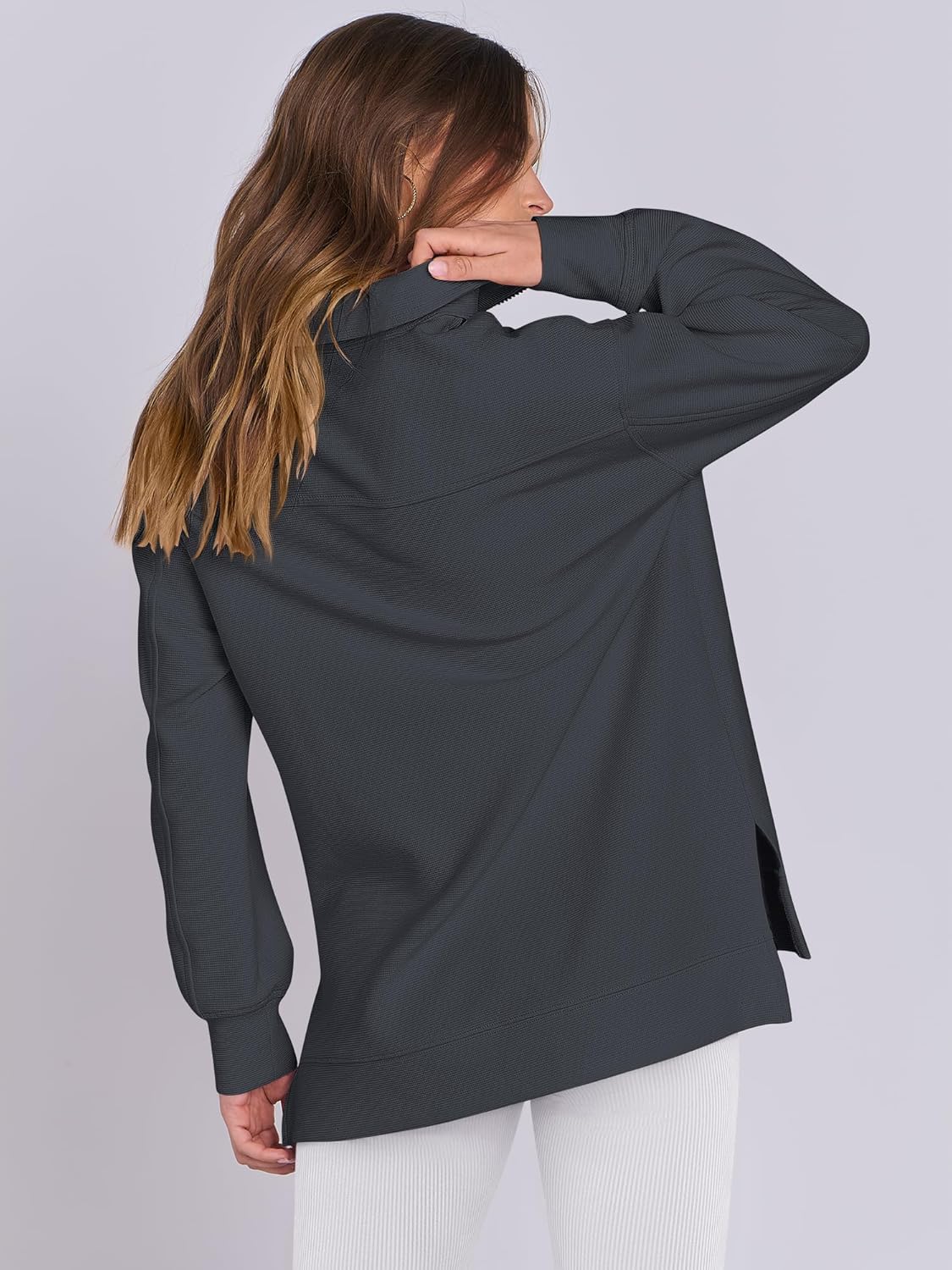 Oversized High Neck Half Zip Knit Sweatshirts