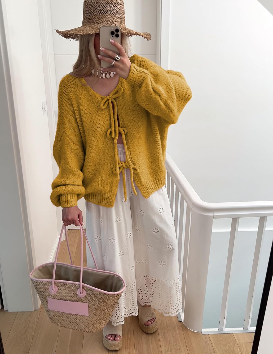 Bowtie Oversized Knit Sweater Cardigan