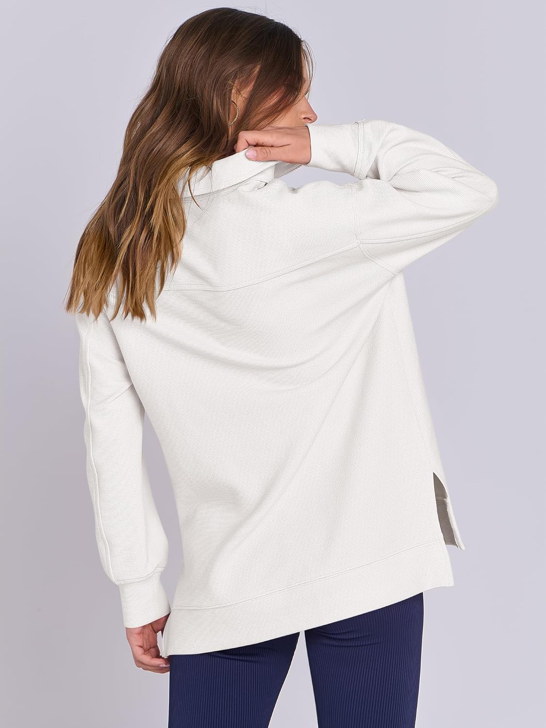 Oversized High Neck Half Zip Knit Sweatshirts