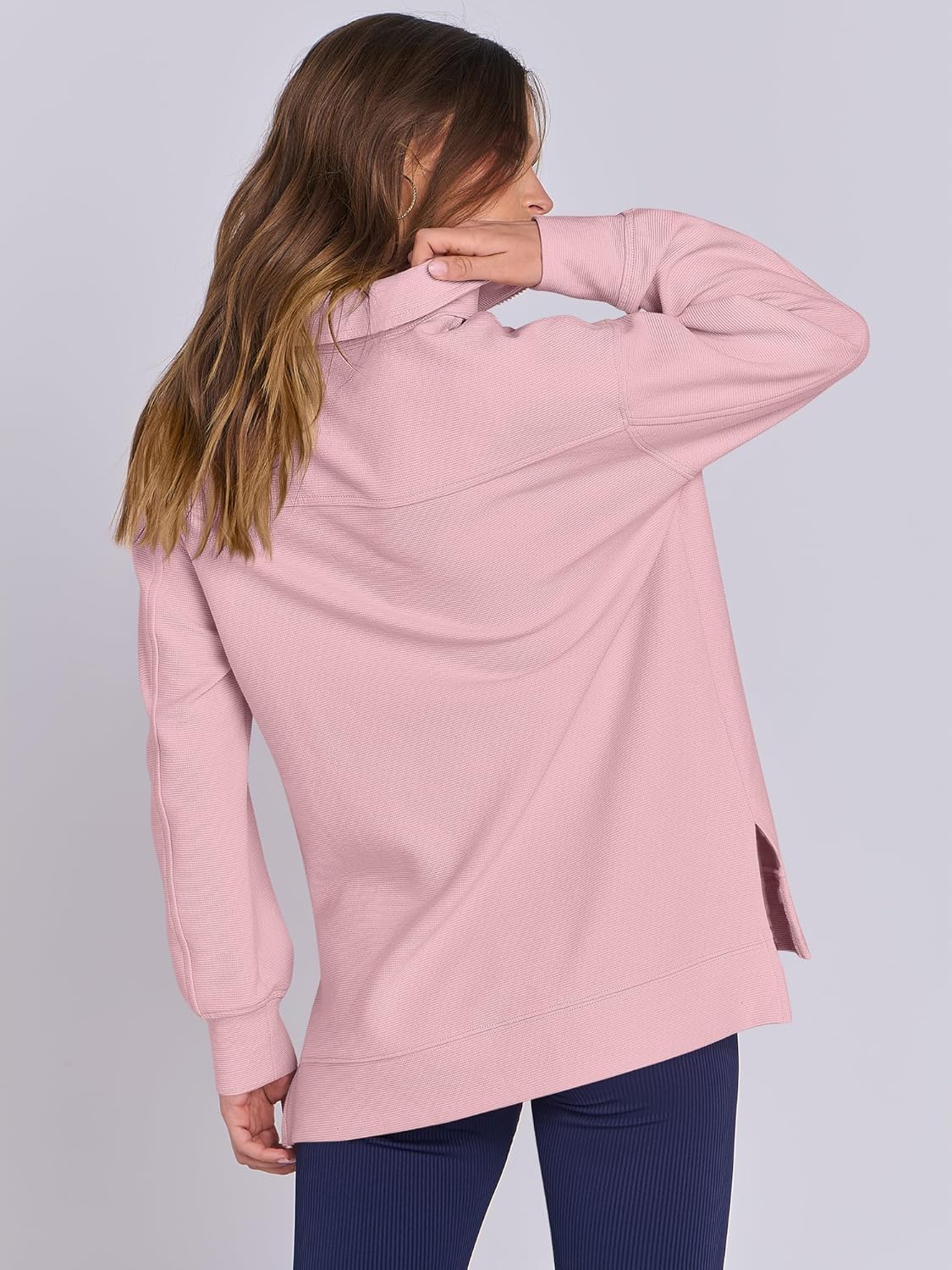 Oversized High Neck Half Zip Knit Sweatshirts