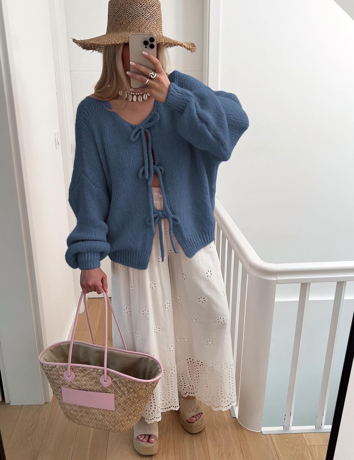 Bowtie Oversized Knit Sweater Cardigan