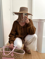 Bowtie Oversized Knit Sweater Cardigan