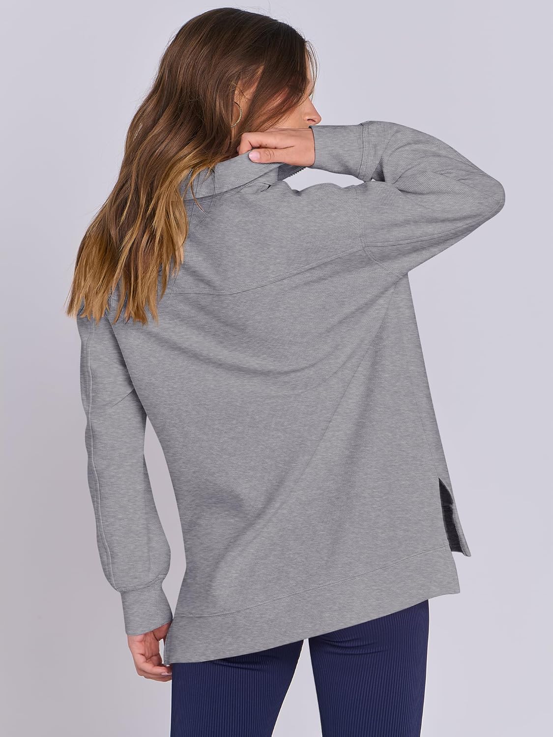 Oversized High Neck Half Zip Knit Sweatshirts