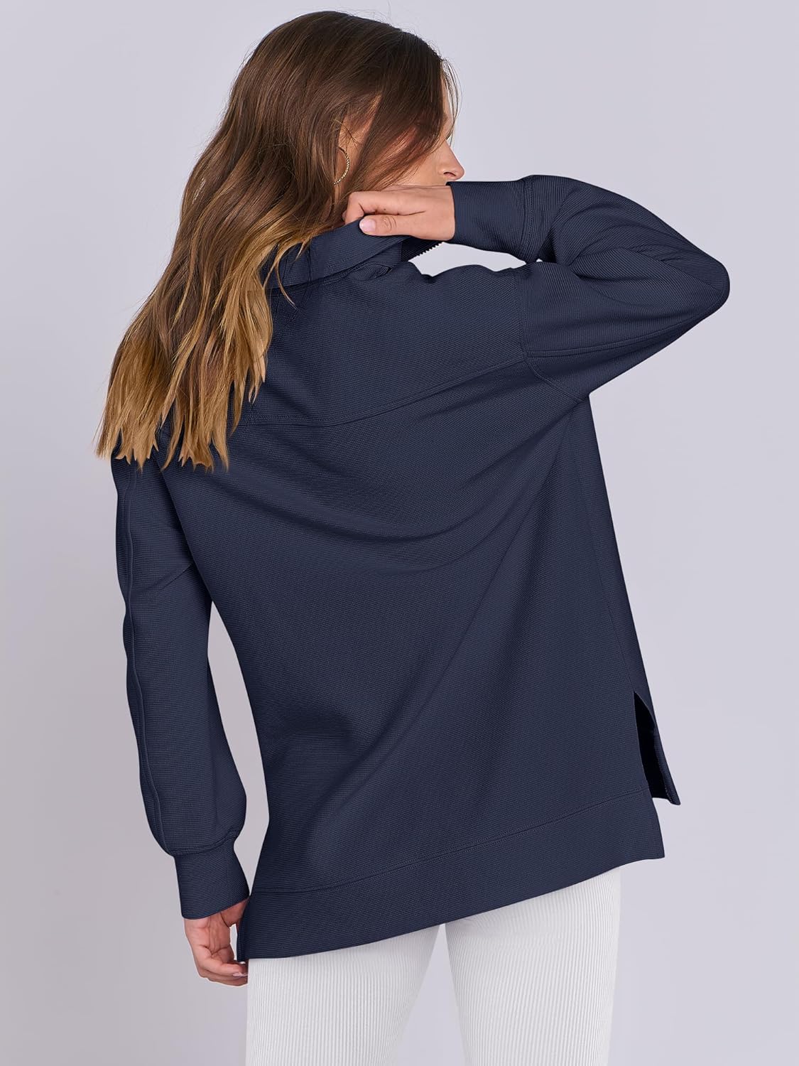 Oversized High Neck Half Zip Knit Sweatshirts
