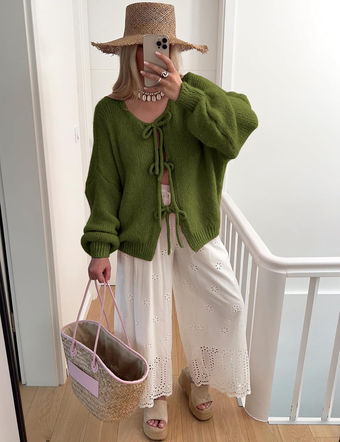 Bowtie Oversized Knit Sweater Cardigan